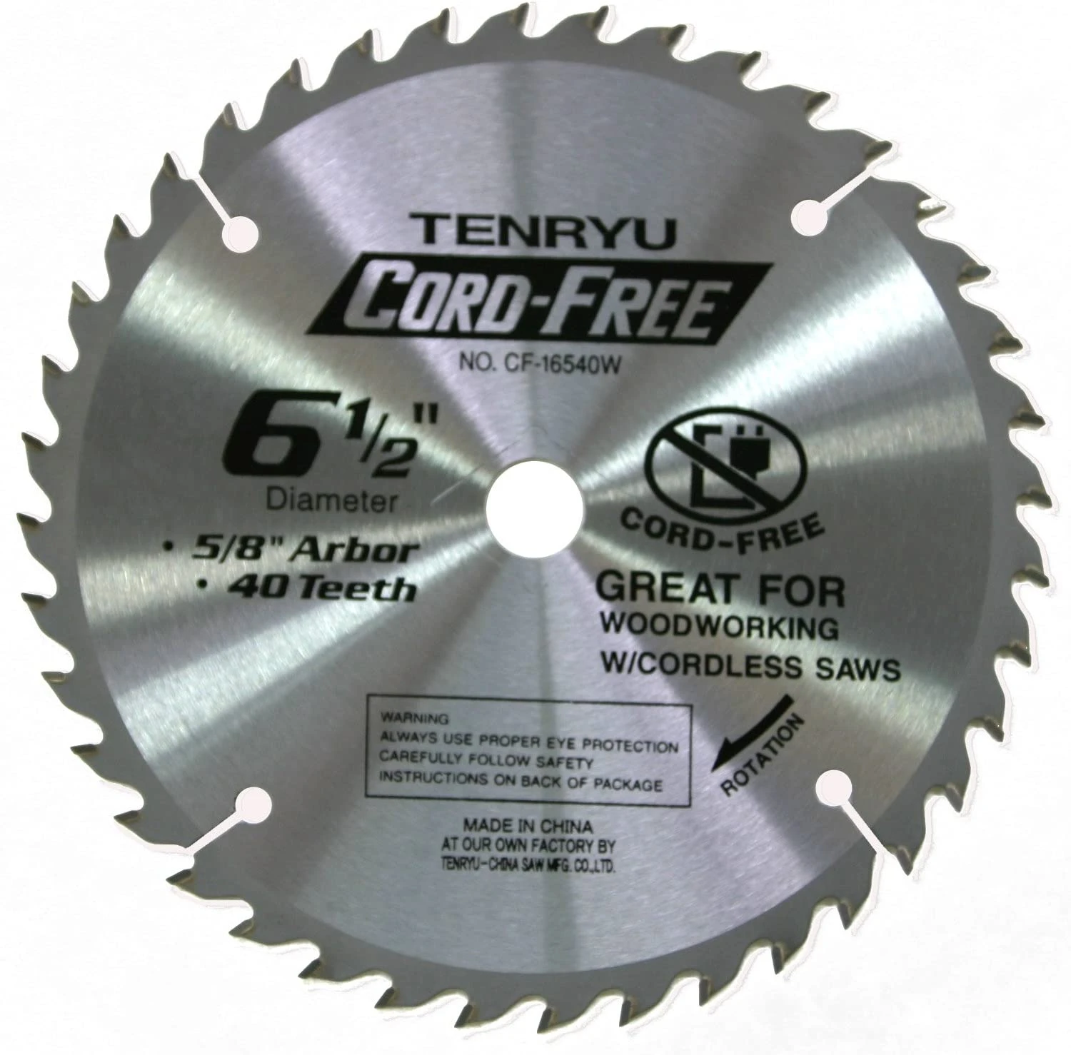 Tenryu CF-16540W 6-1/2" Cord-Free Series Wood -Cutting Saw Blade 3 Tenryu CF-16540W 6-1/2" Cord-Free Series Wood -Cutting Saw Blade