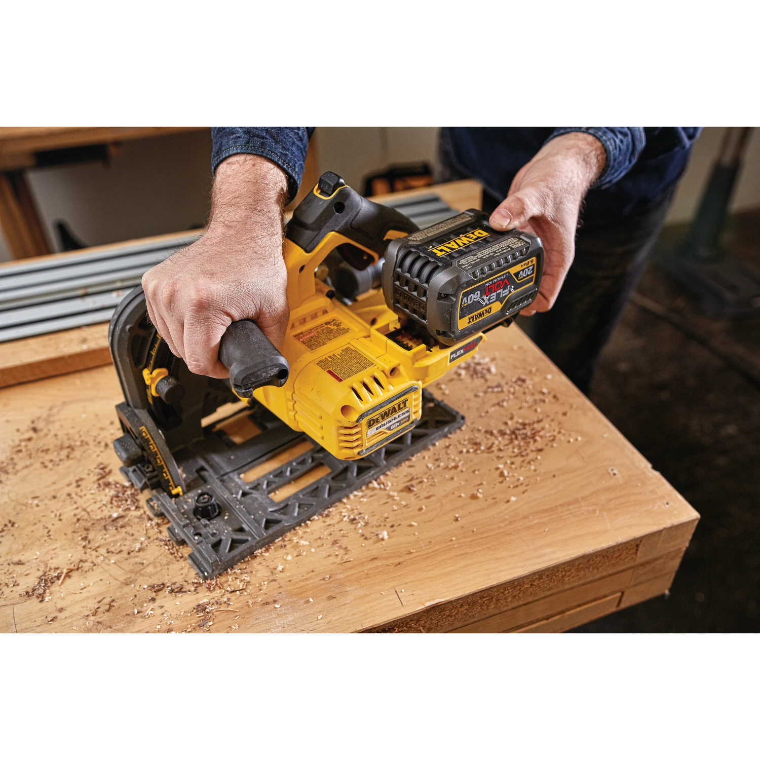 DeWalt DCS520ST1 Flexvolt 60V Max 6-1/2" Cordless Tracksaw Kit 7 DeWalt DCS520ST1 Flexvolt 60V Max 6-1/2" Cordless Tracksaw Kit - Image 5