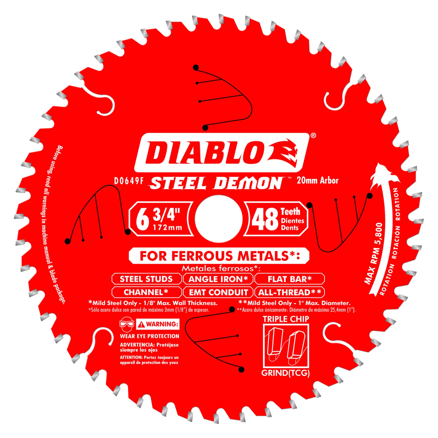 Diablo D0649 6-3/4" X 48 Tooth Carbide-Tipped Saw Blade For Metal 3 Diablo D0649 6-3/4" X 48 Tooth Carbide-Tipped Saw Blade For Metal
